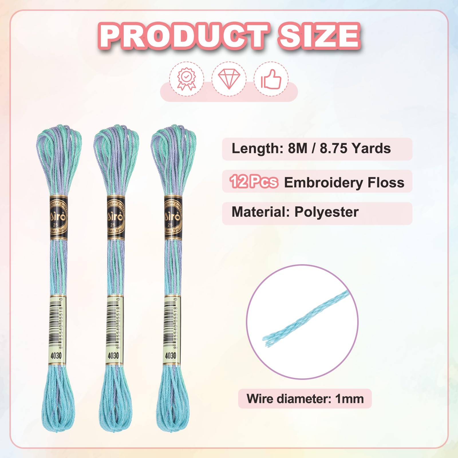PATIKIL 12 Skeins Embroidery Floss, Polyester Embroidery Threads Bracelets String for Cross-Stitch Hand Embroidery, Green Purple - Image 2