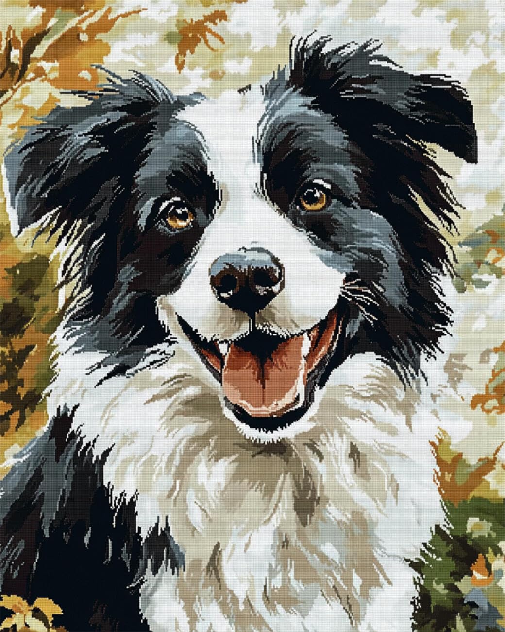 AxiangziK DIY Embroidery Kits Border Collie Portrait 11CT 40x50cm