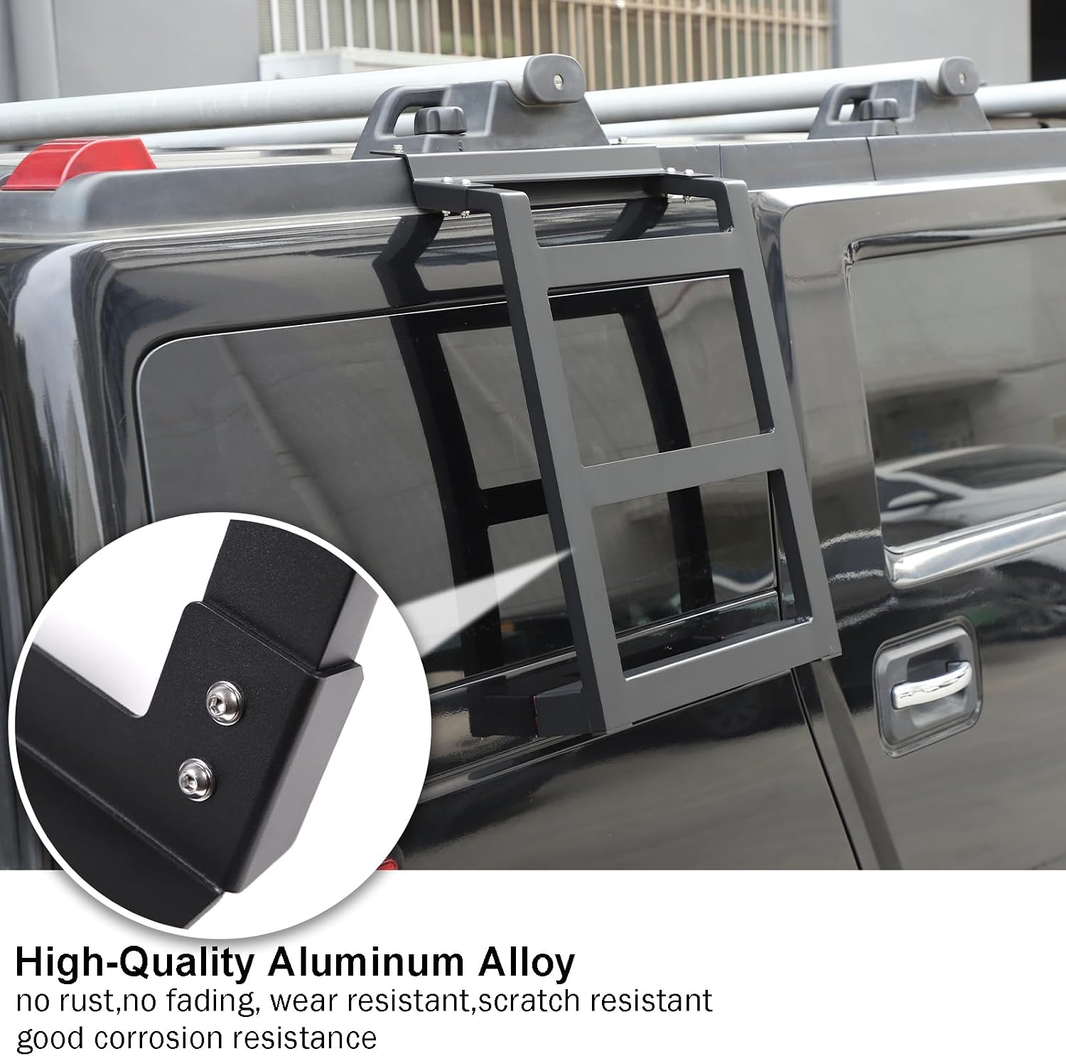 Rear Window Side Ladder, Roof Rack Ladder Compatible with Hummer H2 2003-2009 Luggage Carriers Exterior Accessories
