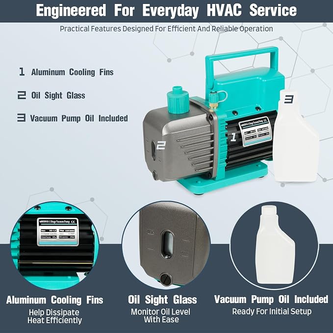 Bomba de Vacío 4.5CFM 1/3HP para Sistemas HVAC miniatura 4