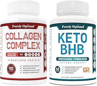 Purely Optimal Premium Keto Diet Pills Utilize Fat for Energy with Ketosis + Premium Multi Collagen Peptides Capsules (Typ...