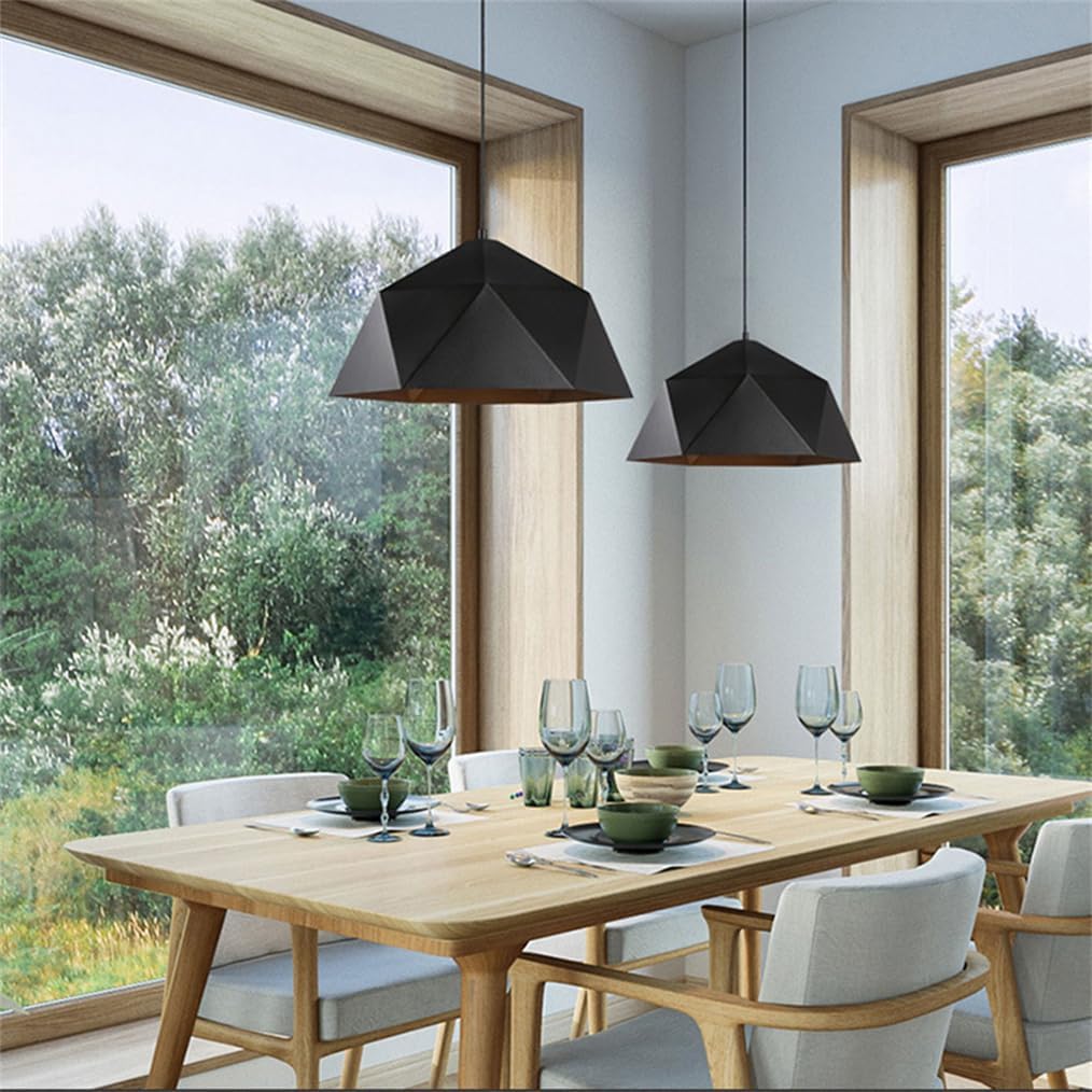 Geometric Ceiling Light Farmhouse Lighting Fixture 9.8-Inch Adjustable Height, Modern Hanging Light for Kitchen Island, Dining Room, Living Room Hanging Barn Lampshade/K/38Cm