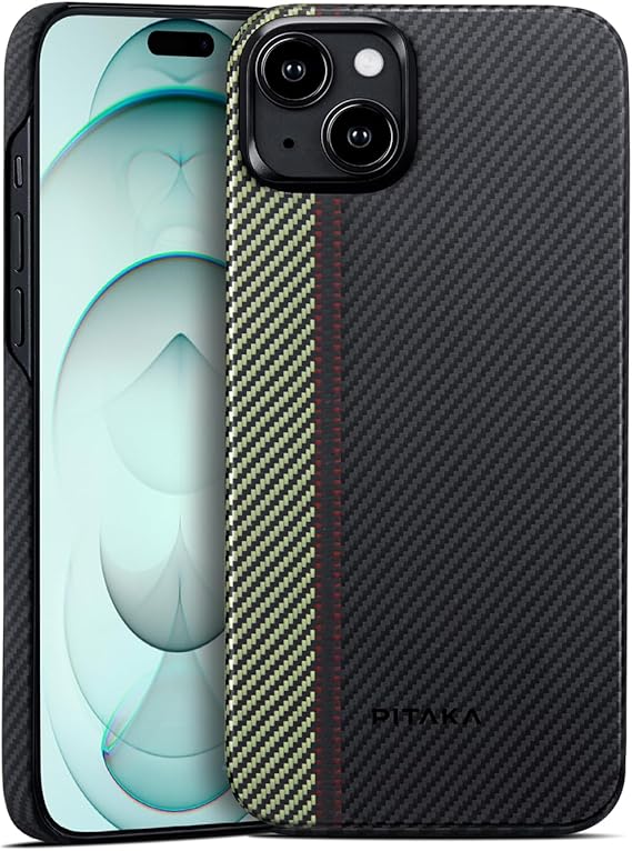 pitaka Case for iPhone 15 Plus Compatible with MagSafe, Slim & Light iPhone 15 Plus Case 6.7-inch with a Caseless Touch Feeling, 600D Aramid Fiber Made [Fusion Weaving MagEZ Case 4 - Overture]