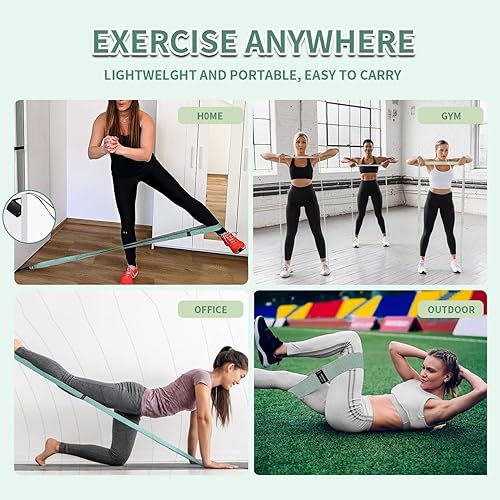 Miniatura 6 de 9 PCS Fabric Resistance Bands Set for Working Out, Non-Slip Exercise Booty Bands for Women & Men Leg and Glutes with Hair Ties and Tape Measure -