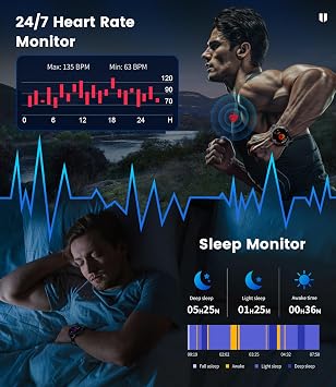 LIGE Military Smart Watch for Men with Bluetooth Call,1.43