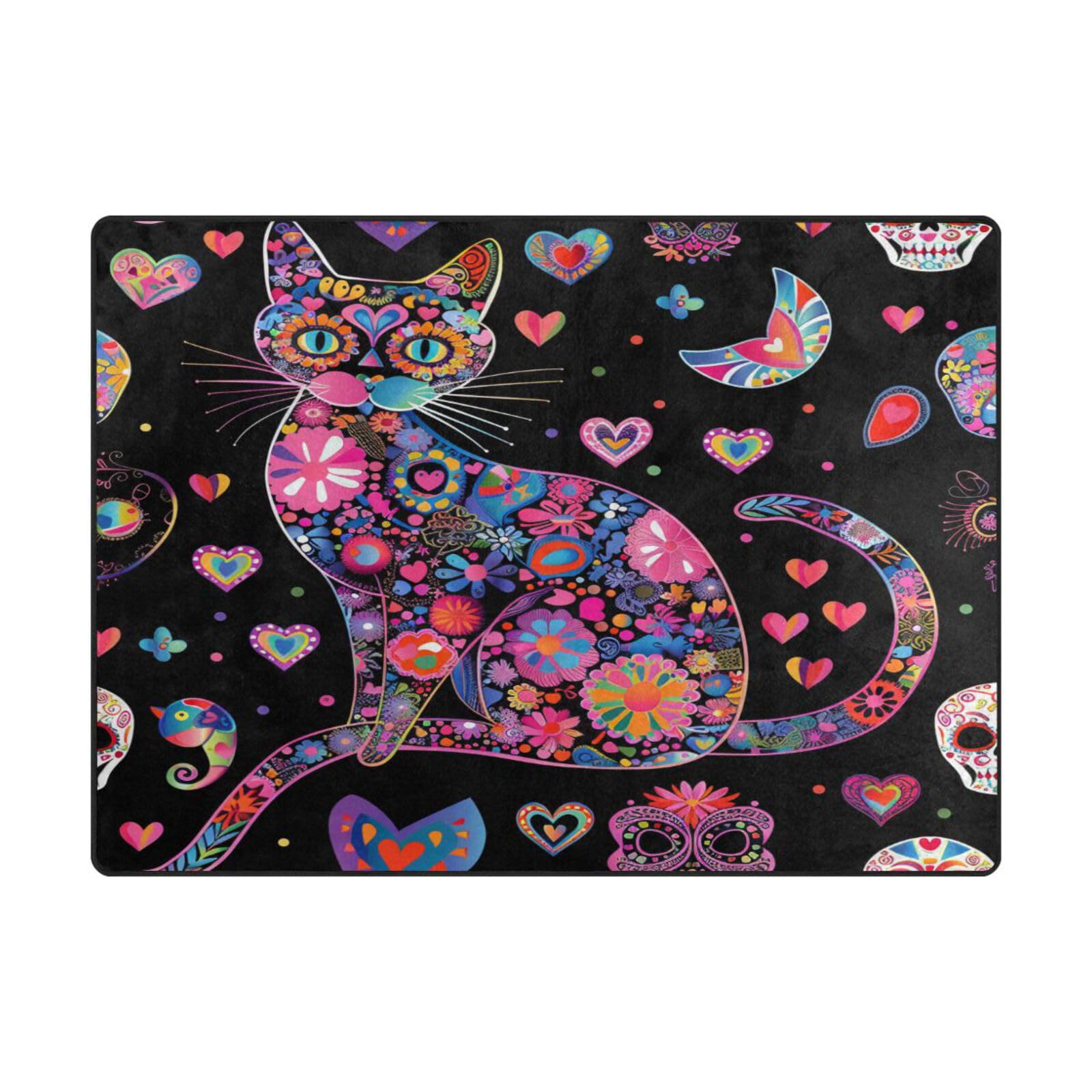 Tapis doux 203 x 147 cm avec motif tête de mort coloré