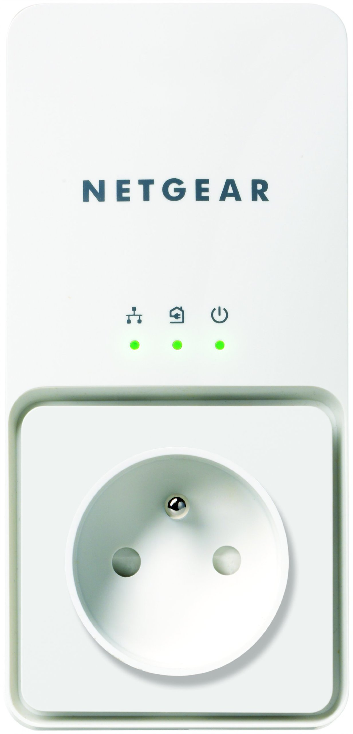 Netgear XAVB1501-100FRS Pack de 2 Adaptateurs CPL Ethernet Powerline 200 Mbit/s avec Prise Femelle Integrée Homeplug AV