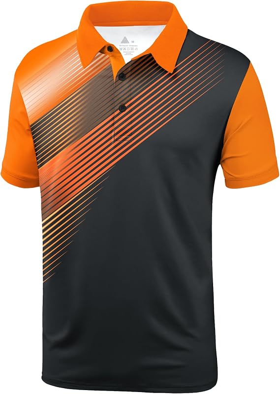 SCODI Mens Golf Shirt Short Sleeve Moisture Wicking UPF 50+ Print Polo | Machine Washable, UV Protection, Quick Drying, Breathable, 4 Way Stretch, Soft, Lightweight, Work, Business, Casual, Tennis