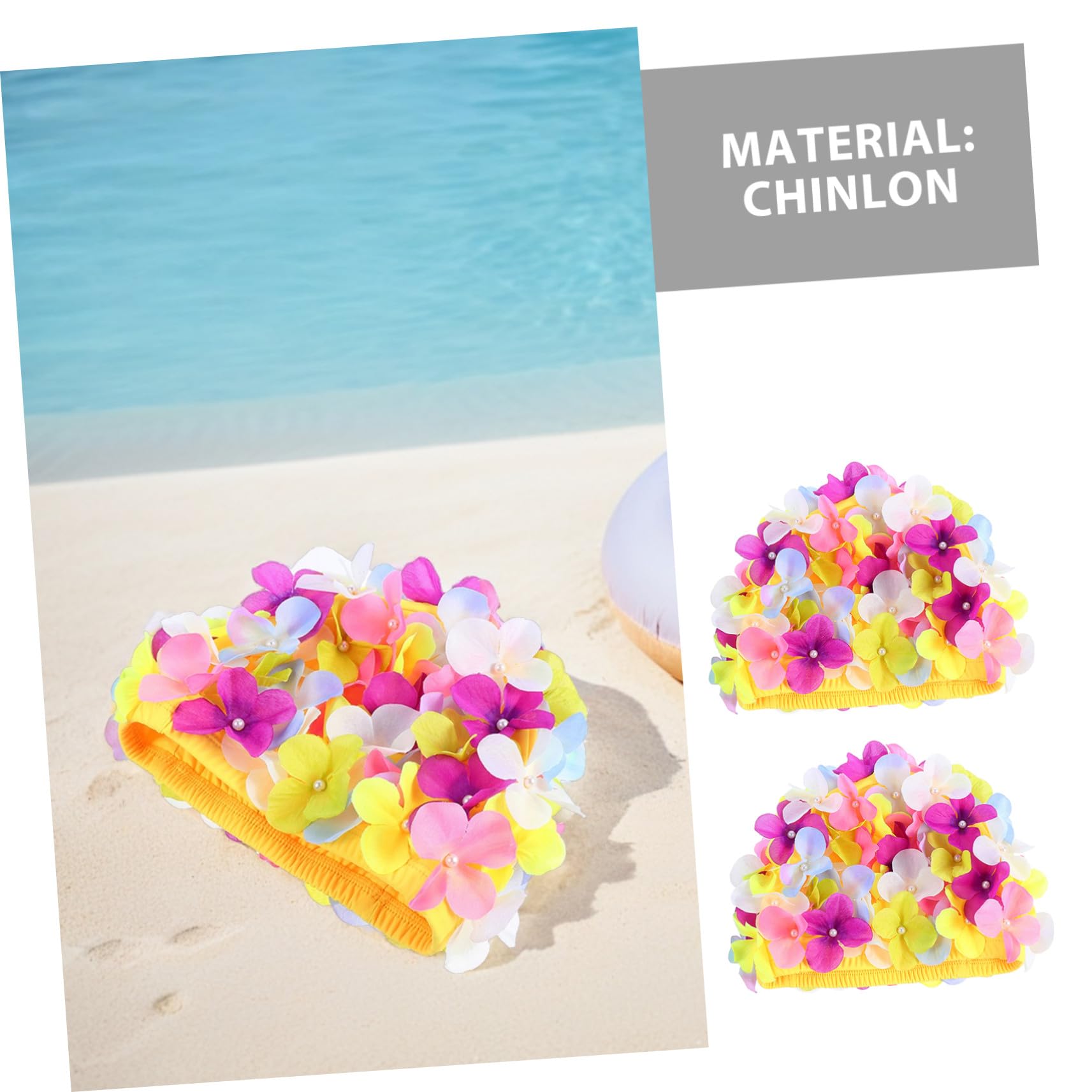 BESPORTBLE 3piezas Gorro de Natación Floral de Pétalo para Mujer Unidades Elástico Forma de Pétalo para Cabello para Natación de Verano