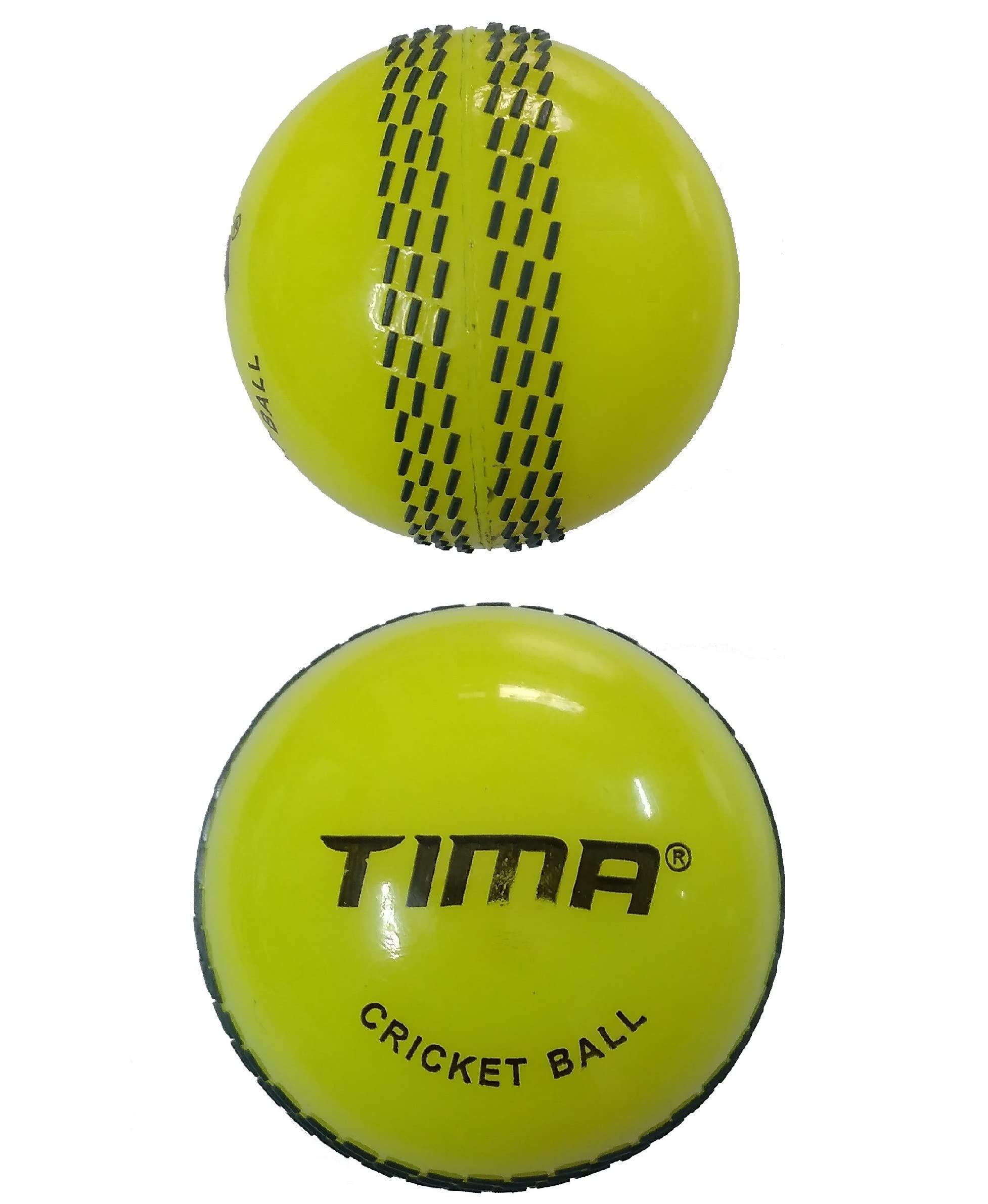 Tima Sports Fun Poly Hard Synthetic Red Cricket Ball (Yellow Pack of 2)