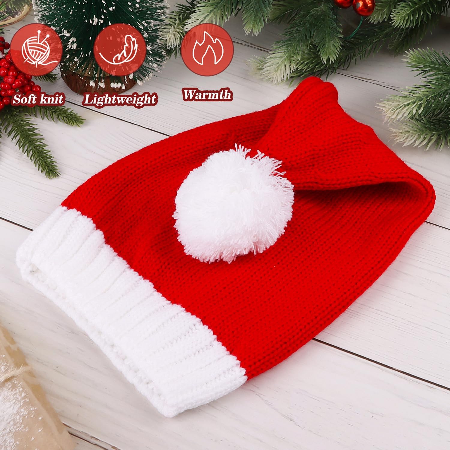 Santa Hat Christmas Hat Xmas Party Knitted Hats for Adult Women Men - Image 4