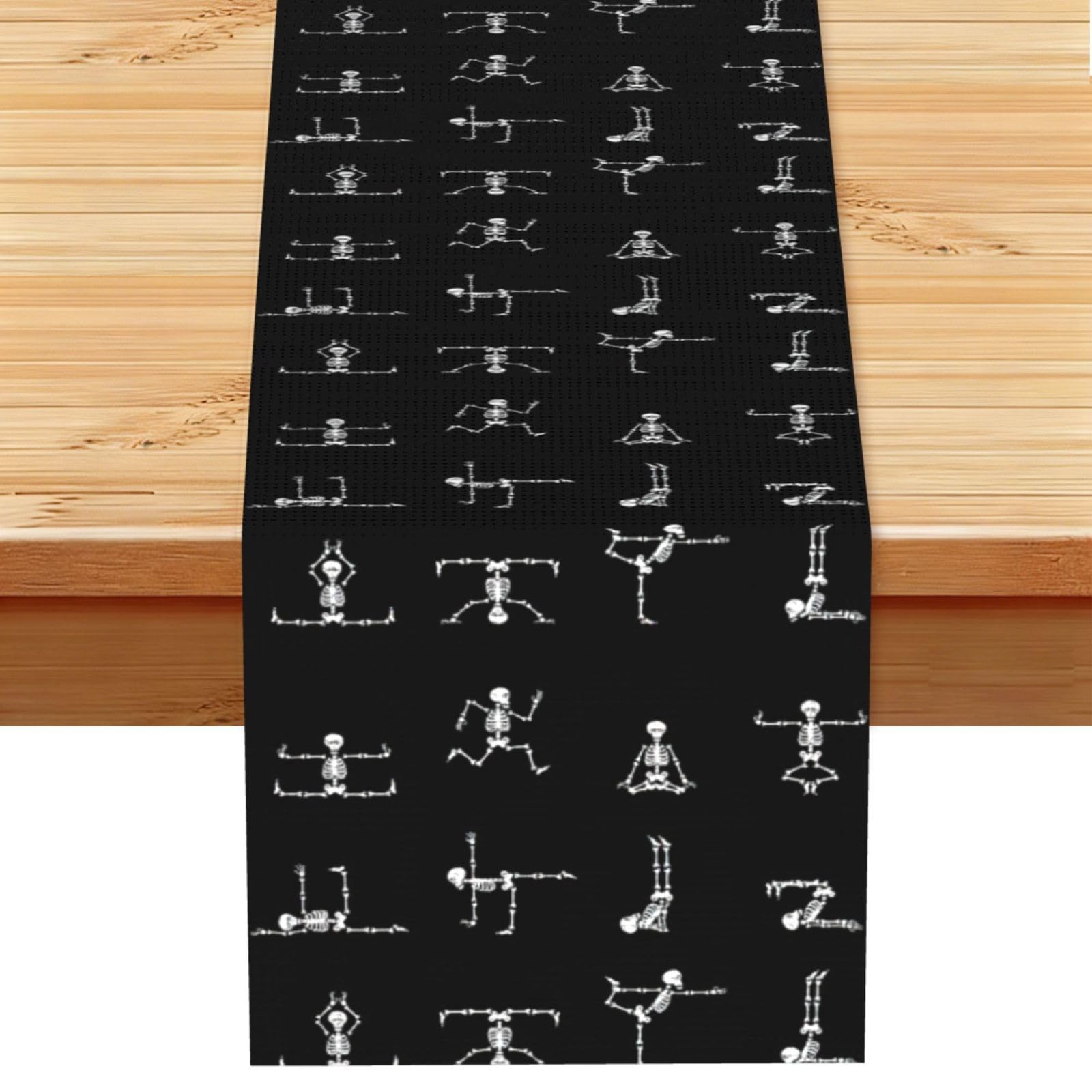 Skull Yoga Multi Purpose Table Runner for Home Decor, Printed Table Cloth for Kitchen Table, Countertops & Dining Area