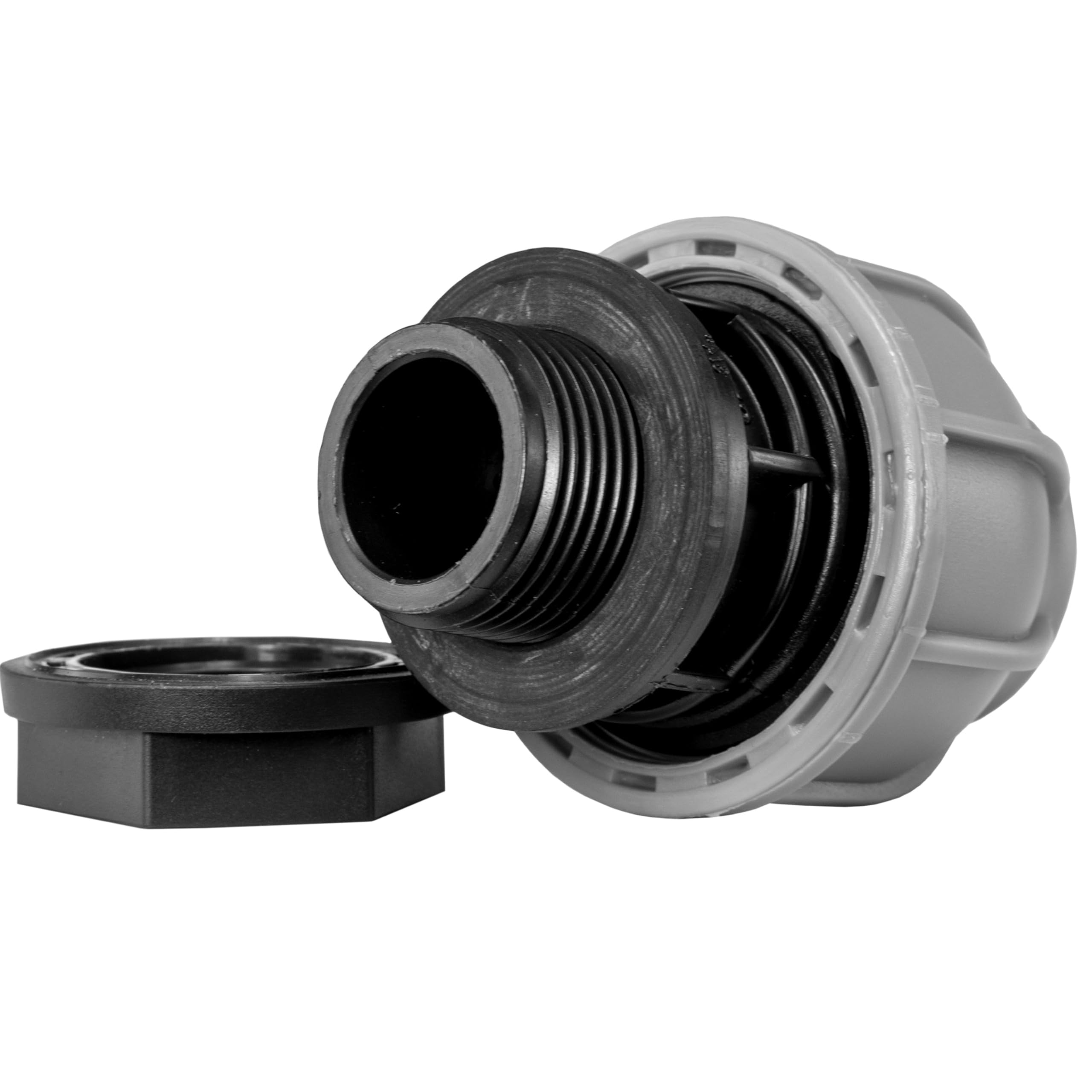 B2C MDPE 20mm 25mm Nut & Washer Water Butt Storage Tank MDPE Pipe Connector | Heavy-Duty Tank Fitting for Water Barrels, Rainwater Harvesting, Irrigation Systems, and Garden Plumbing (25mm)