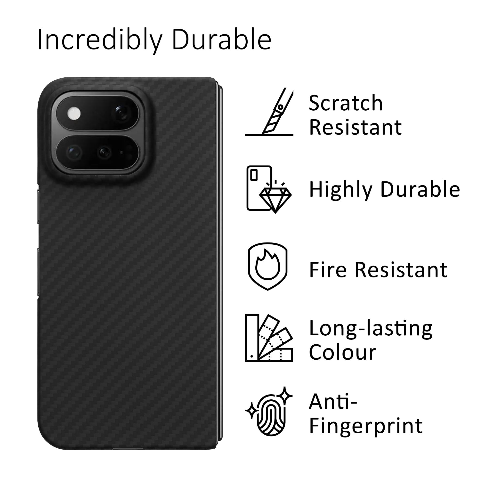 kalibri Cover compatibile con Google Pixel 11 Pro Fold - Custodia in aramide Cover ultra resistente - Backcover protezione Case