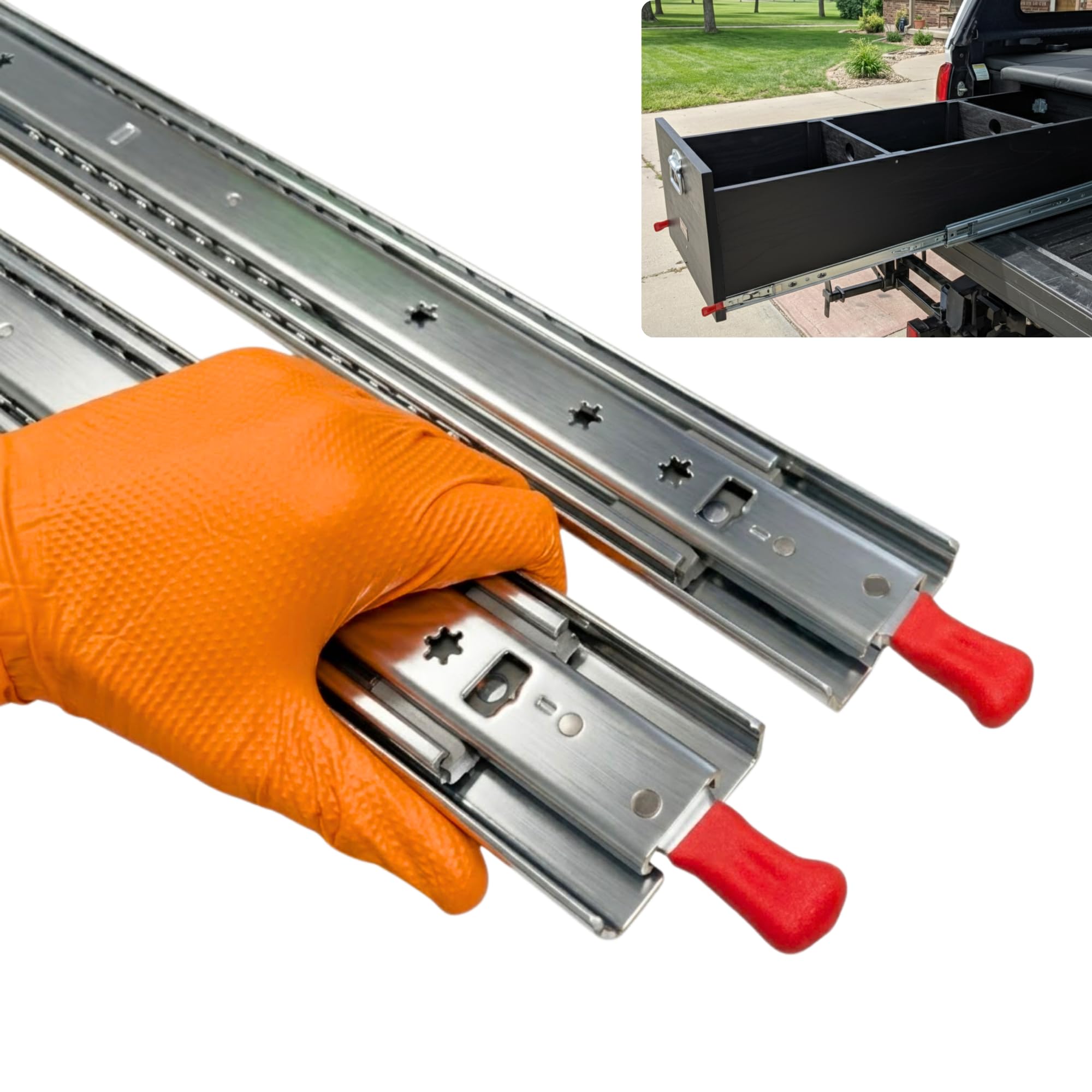 StrutExperts Extra Heavy Duty Locking Drawer Runners 250KG | 32inch (813mm) Full Extension Ball Bearing Drawer Slides | Locks Open & Closed | Rails for Van Conversion & Workshop Storage (Pair)