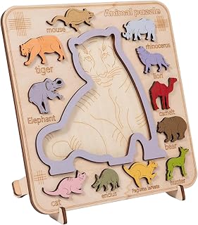 Esquirla Quebra-cabeças de desenhos animados, quebra-cabeças pré-escolares, habilidade motora fina para meninos e meninas, presentes de feriado, animais