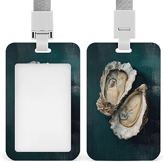 Two Oysters on Green ID Badge Holder Retractable Clip Card Holder Card Protector Name Badge Name Tag for Work Office Doctor Nurse