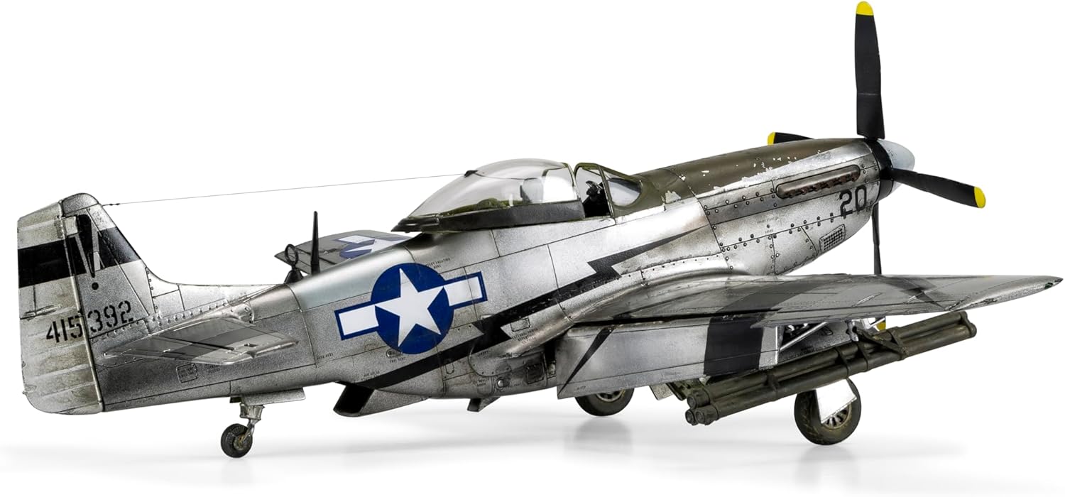 Airfix North American P51-D Mustang Plastic Model Kit, 96 months to 1188 months, Small, Clear, 147 pieces