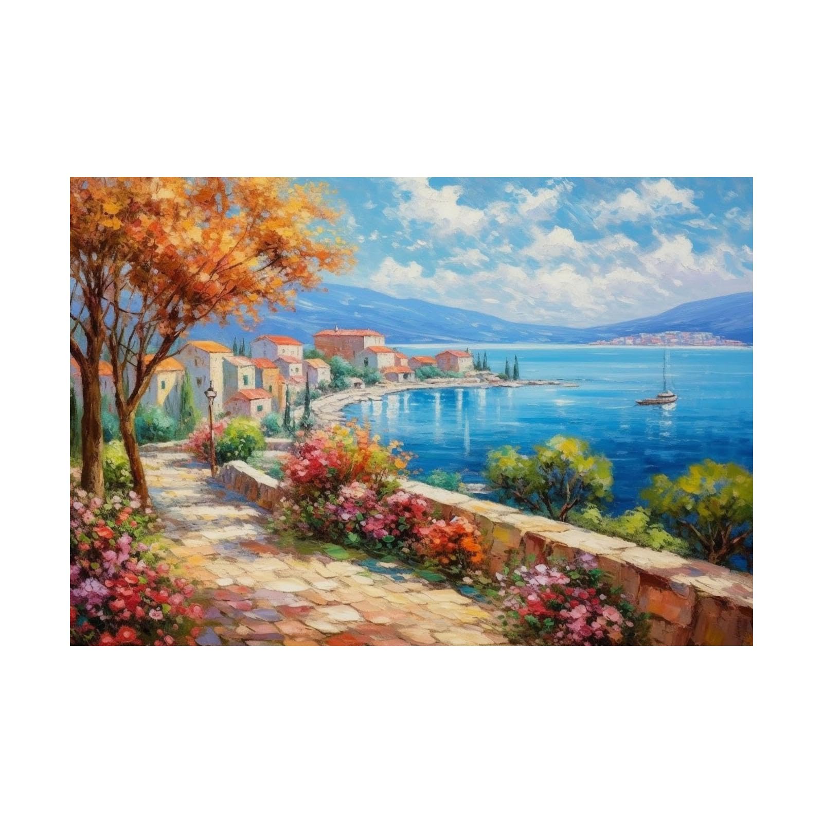 SHYAMIC Rosa Lienzo Cuadros Infantiles Para Habitacion NiñA, Paisaje otoñal en la costa Cuadros Lienzos Salón Dormitorio Comedor Decorativos -70x110cm Sin marco