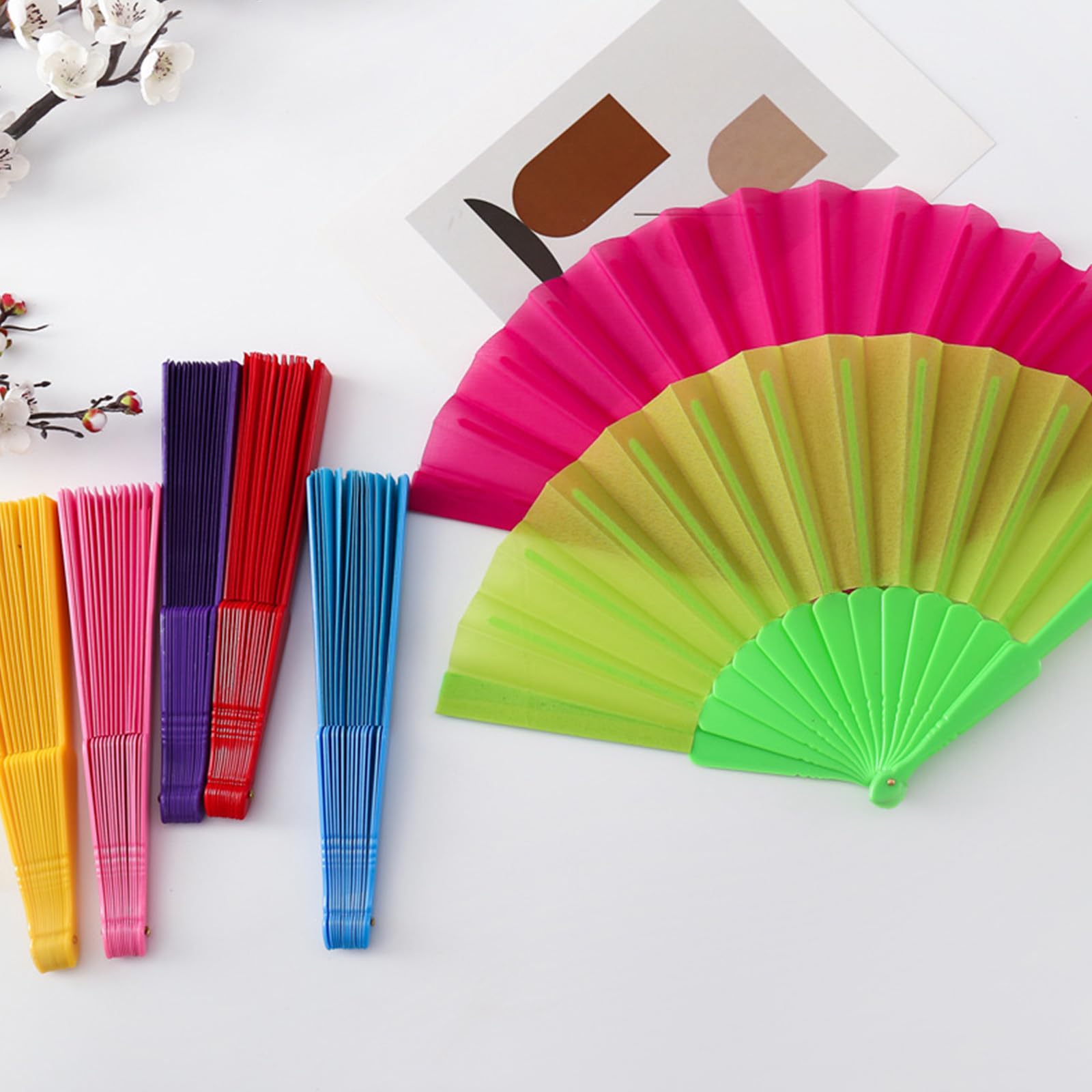Abanico plegable chino retro de mano grande para baile cosplay fiesta