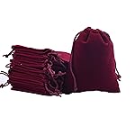 Sansam 50pcs Small Wine Drawstrings Velvet Gift Bags Jewelry Pouches for Wedding Favors, Candy Bags, Party Favors, 2.8x3.6\'\'