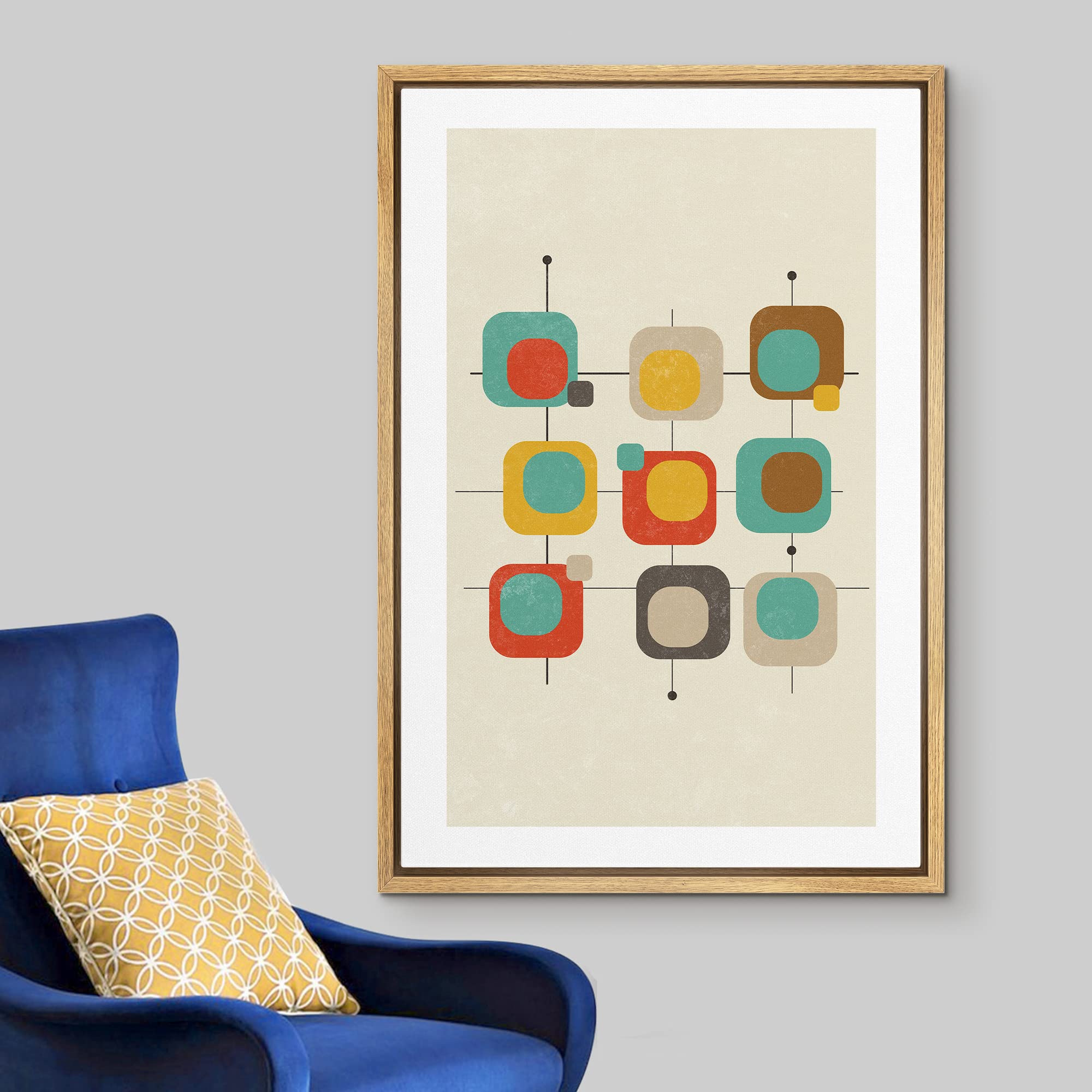 Amazon.com: Woodrose Framed Canvas Print Wall Art Geometric 1960s