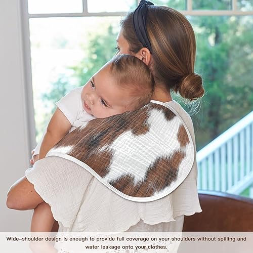 Miniatura 6 de Juego de 1 paños de muselina para bebé, suaves y absorbentes, con estampado de vaca, baberos, toalla facial para niños recién nacidos, 22 x 11