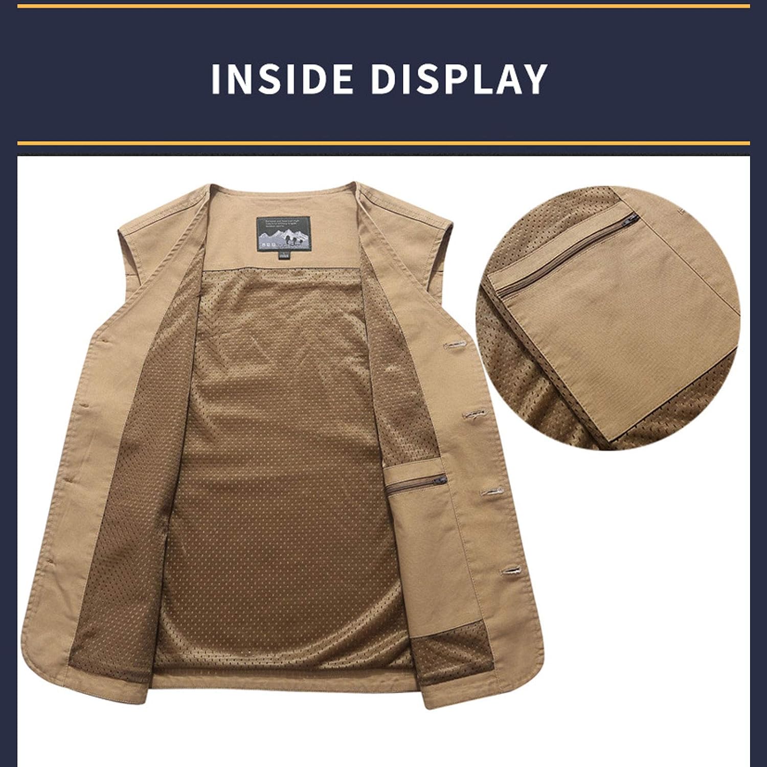 Flygo Mens Cotton Canvas Work Travel Vest Sleeveless Jacket