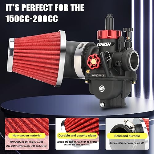 Vista 19 de NIBBI Carburador PE30 con kit de filtros de aire de 1.890 in, rendimiento mejorado de motocross, compatible con motocicletas Apollo, TaoTao, Lifan