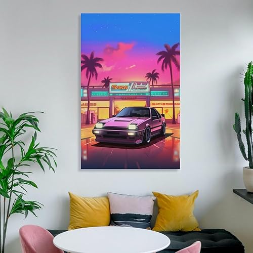 Miniatura 6 de Ae86 Neon Synthwave Retro JDM - Póster de pared para automóvil, póster e impresiones para colgar para dormitorio, aula, dormitorio, sala de estar,