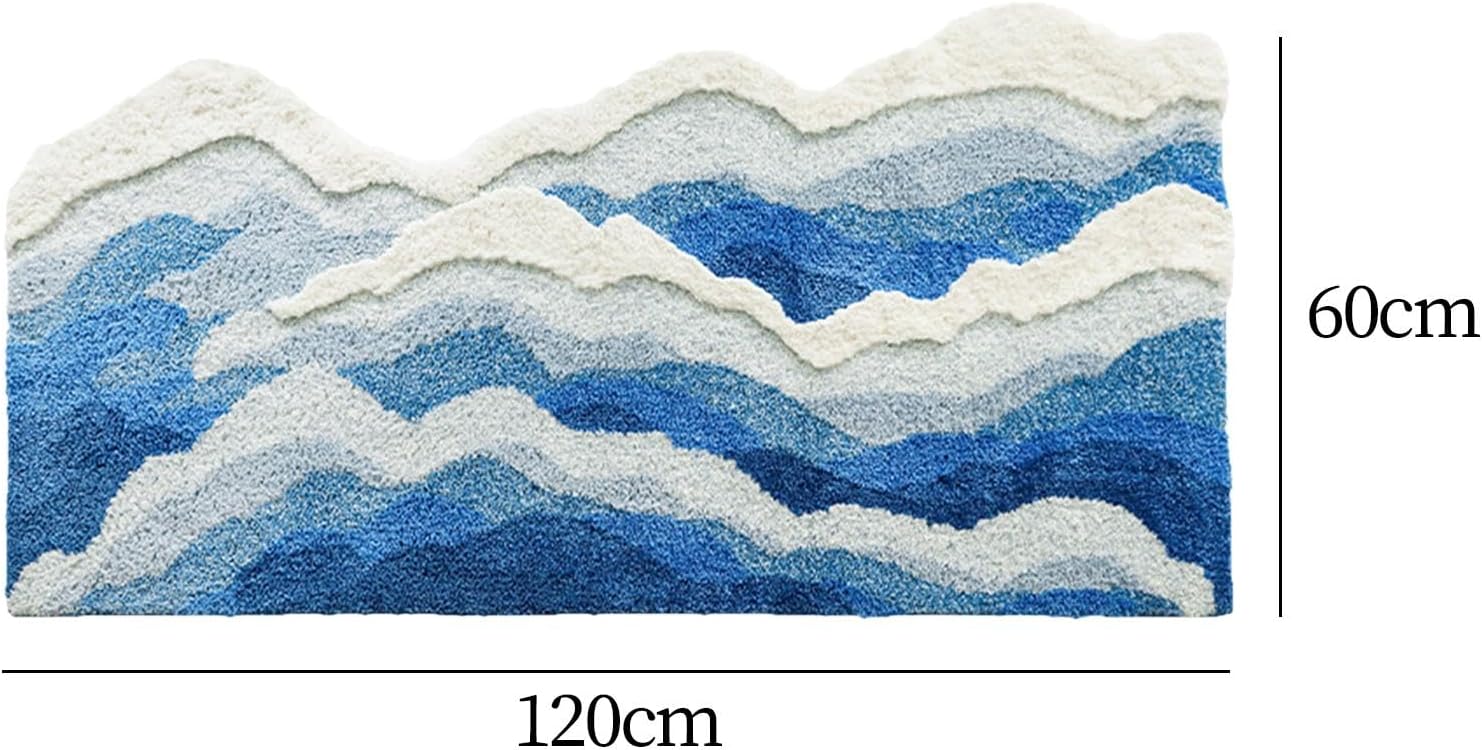 Area Rug Door Mat Gift Soft Non Slip Fluffy 3D Washable Wave Rug Bedside Rug for Living Room Entrance Bedroom Playroom Girls, 60cmx120cm