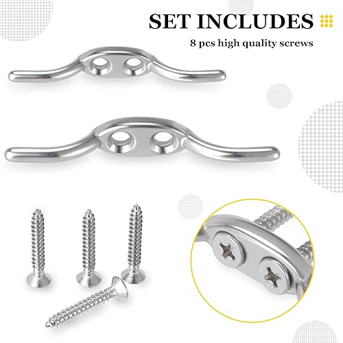 Miniatura 3 de Paquete de 4 tacos de muelle de barco 2-1/2 con 8 tornillos de montaje, cuerda marina de acero inoxidable 316 resistente, gancho para postes de