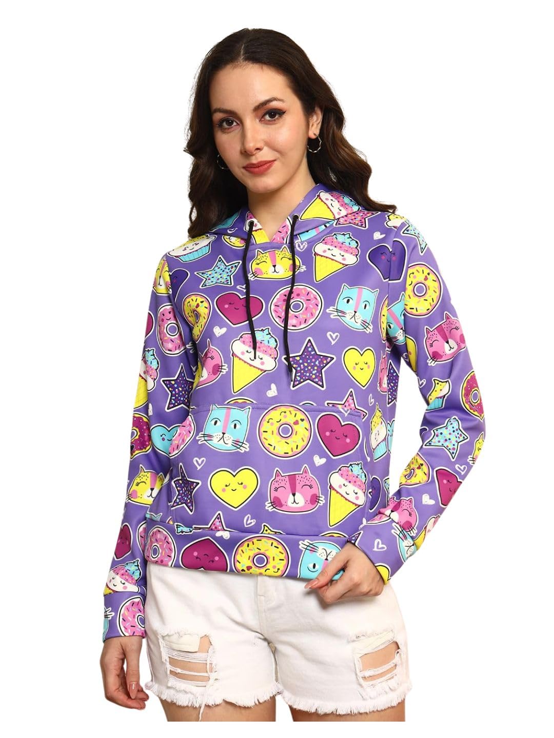 Women's Printed Multicolor Full Sleeve Sweatshirt - Fleece Blend Sweatshirt for Women Soft & Breathable & Comfortable Outfits for Office, Casual, Festive & Party (11727)-image-23