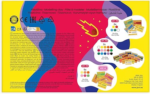 Miniatura 7 de Jovi Plastilina - Arcilla de modelado reutilizable y no secada barras de 1.75 onzas, juego de 30, 6 de cada uno de 5 colores, perfectas para artes,