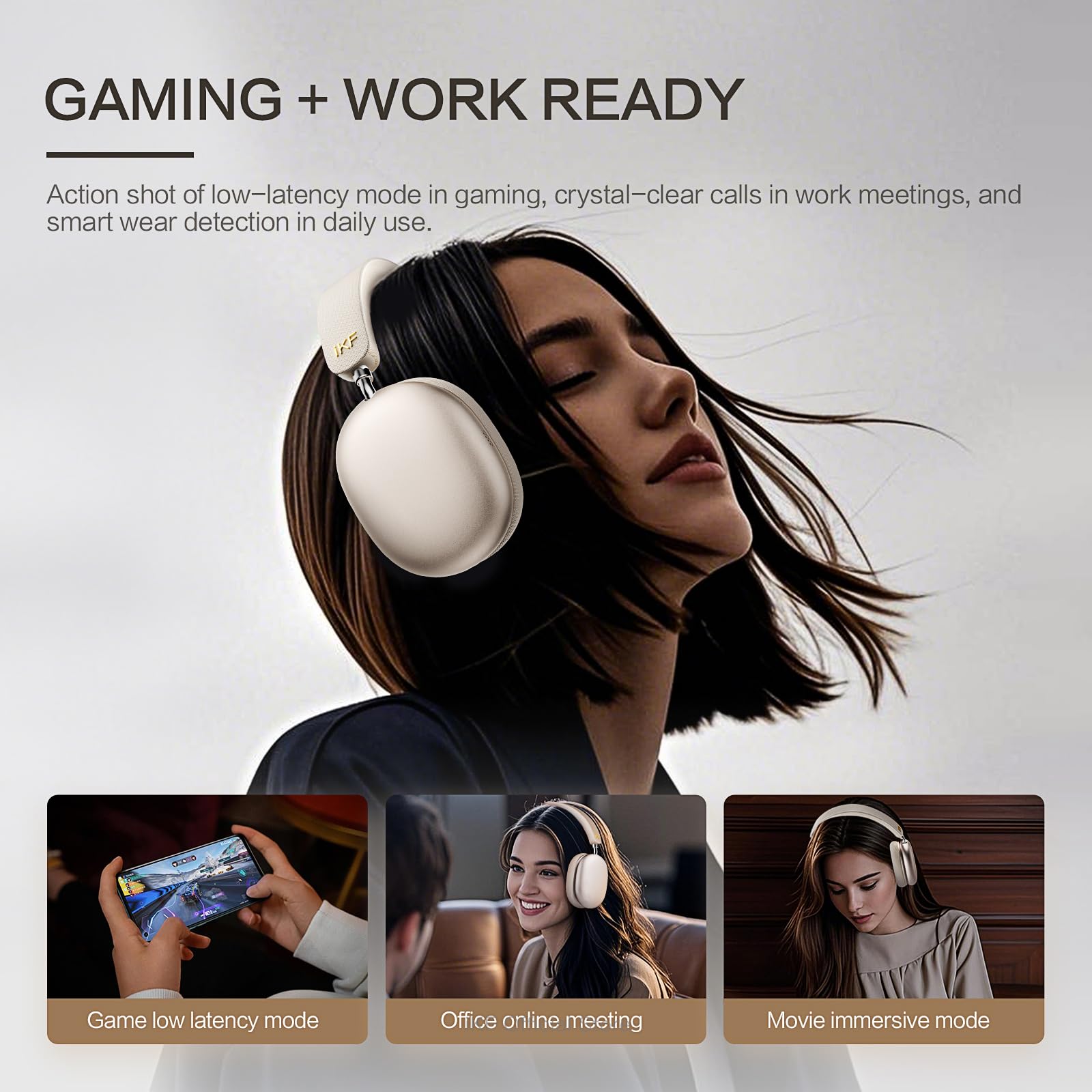 iKF Mars Casque Supra-Auriculaire sans Fil avec Adaptative du Bruit