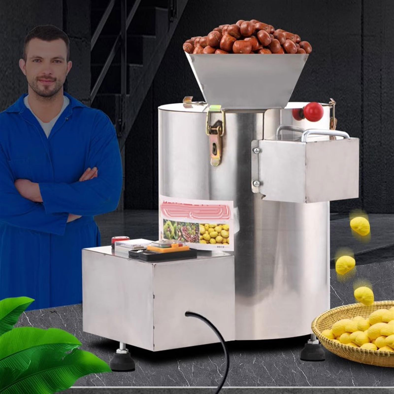 Łopatka do orzechów maszyna do łuskania kasztanów automatyczna stożkowa łuskanie kasztanów artefakt domowy elektryczna maszyna do peelingu jądra łuskacz do orzechów (kolor: dysk 18-nożowy)