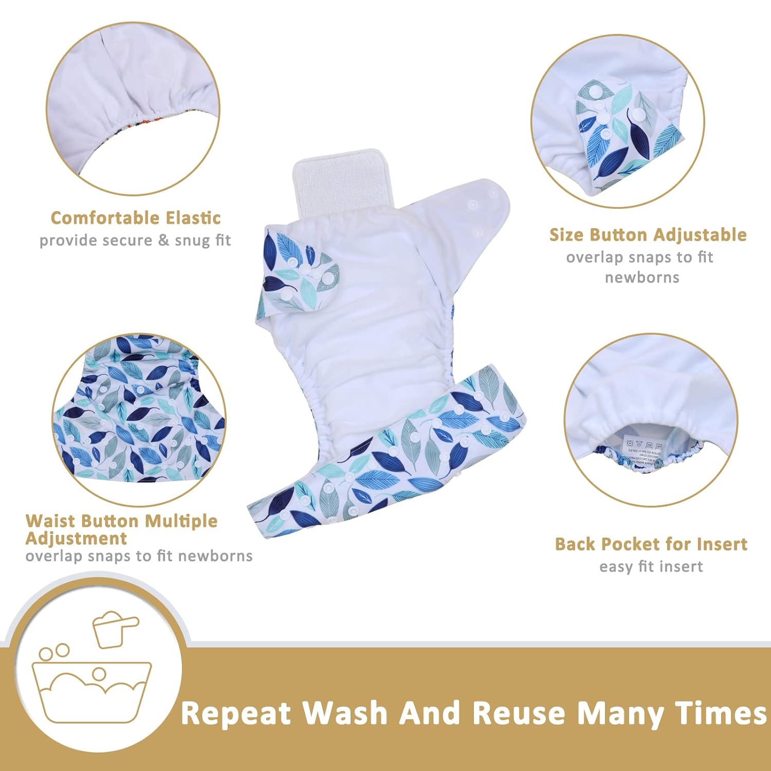 Baby Cloth Diapers Washable Reusable One Size Adjustable for Baby 10 Pack with 10 Pcs Microfiber Inserts, 1 Wet Bag Baby Cloth Diapers Washable Reusable One Size Adjustable for Baby 10 Pack with 10 Pcs Microfiber Inserts, 1 Wet Bag