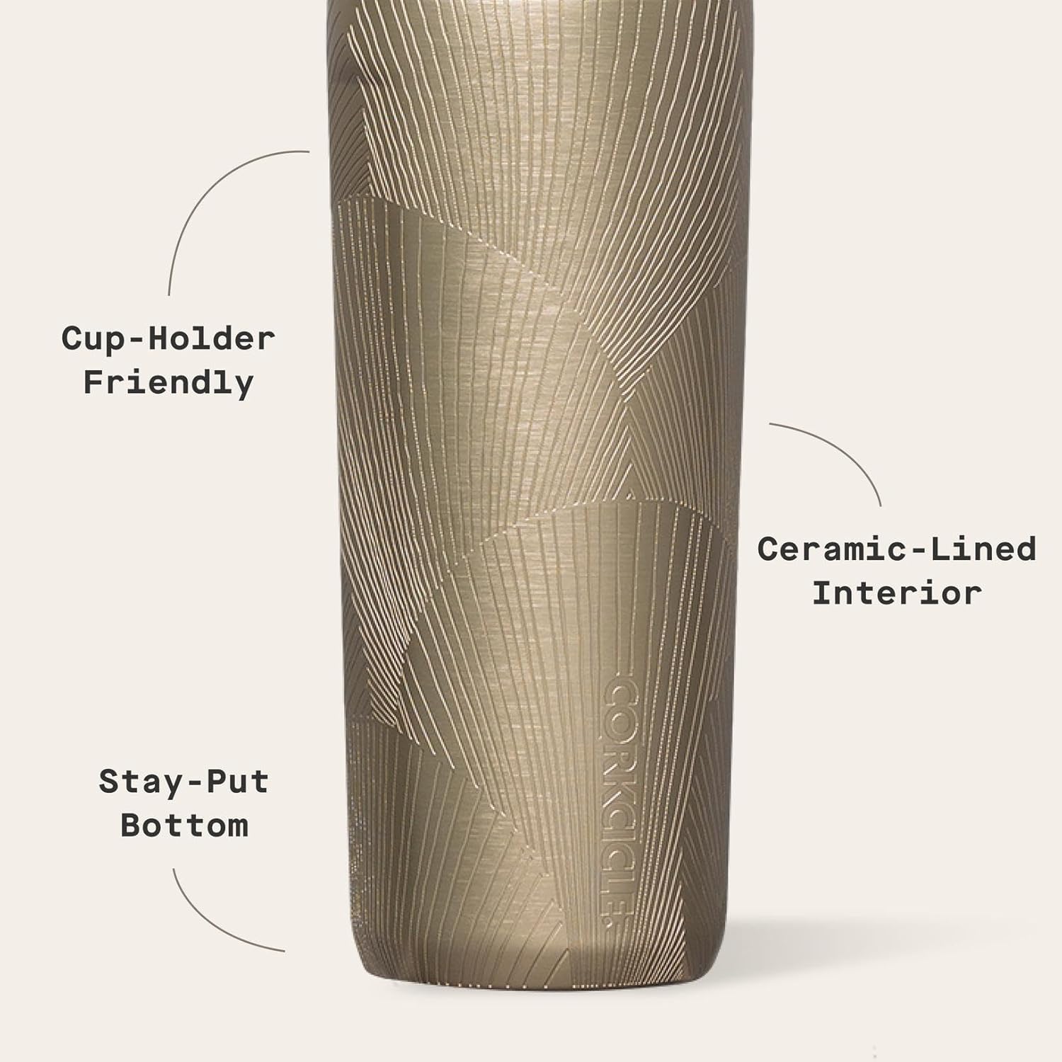 Corkcicle Commuter Cup Travel Mug - Insulated Coffee Mug with Lid - Keeps Drinks Cold 18 Hours - 360° Spill-Proof Sip Lid - Holiday Gift - Great for Gifting Warmth - 17 oz - Champagne Dreams - Image 4