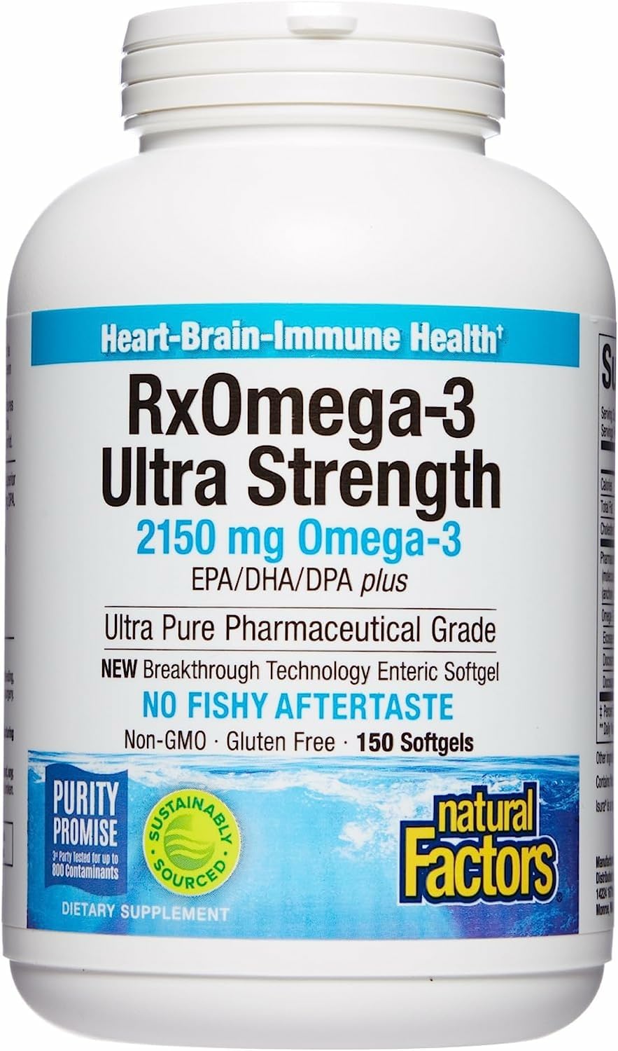Natural Factors RxOmega-3 Maximum Triple Strength 900 mg 150 Enteripure Softgels