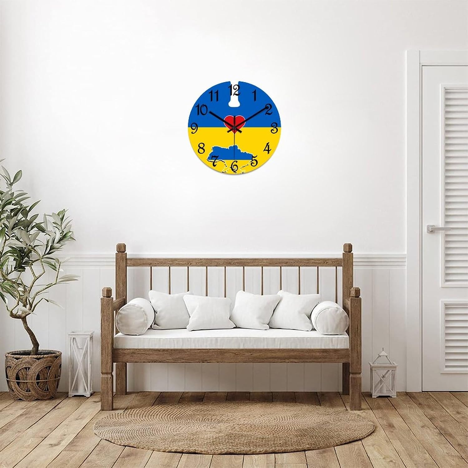 I Love My Country,Ukraine Decorative Wood Clock Ukraine Map National Flag Clocks for Wall Battery Operated Silent Clocks for Bathroom Bedroom 12x12in New Home Housewarming Gift, Style