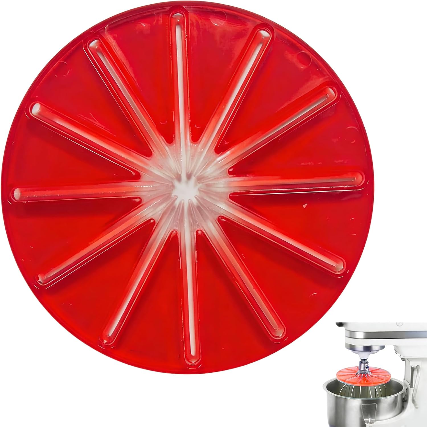 Stand Mixer Whisk Scraper, Anti-Splatter Silicone Baffle for 6-Wire Whisks, Mixing Bowl Wiper Attachment for Easy Cleaning, Multi-Purpose Kitchen Tool Red