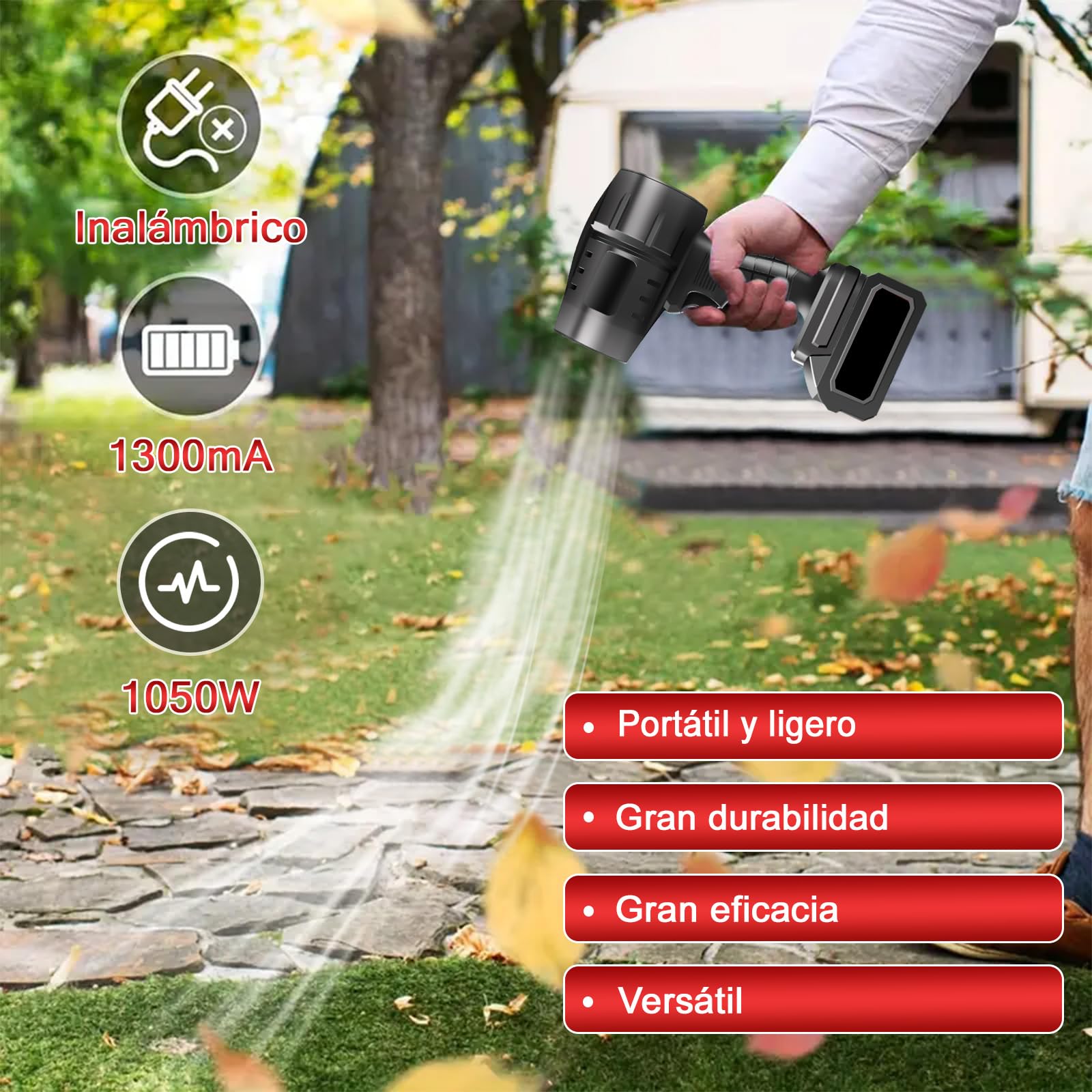 Turbo Soplador De Hojas Inalámbrico, 800W 35000rpm Potente Soplador De Aire PortáTil Mini Soplador Turbo De Mano Con 1300mah Batería, Secador De Coche Para Jardín, Coche, Patio, Nieve