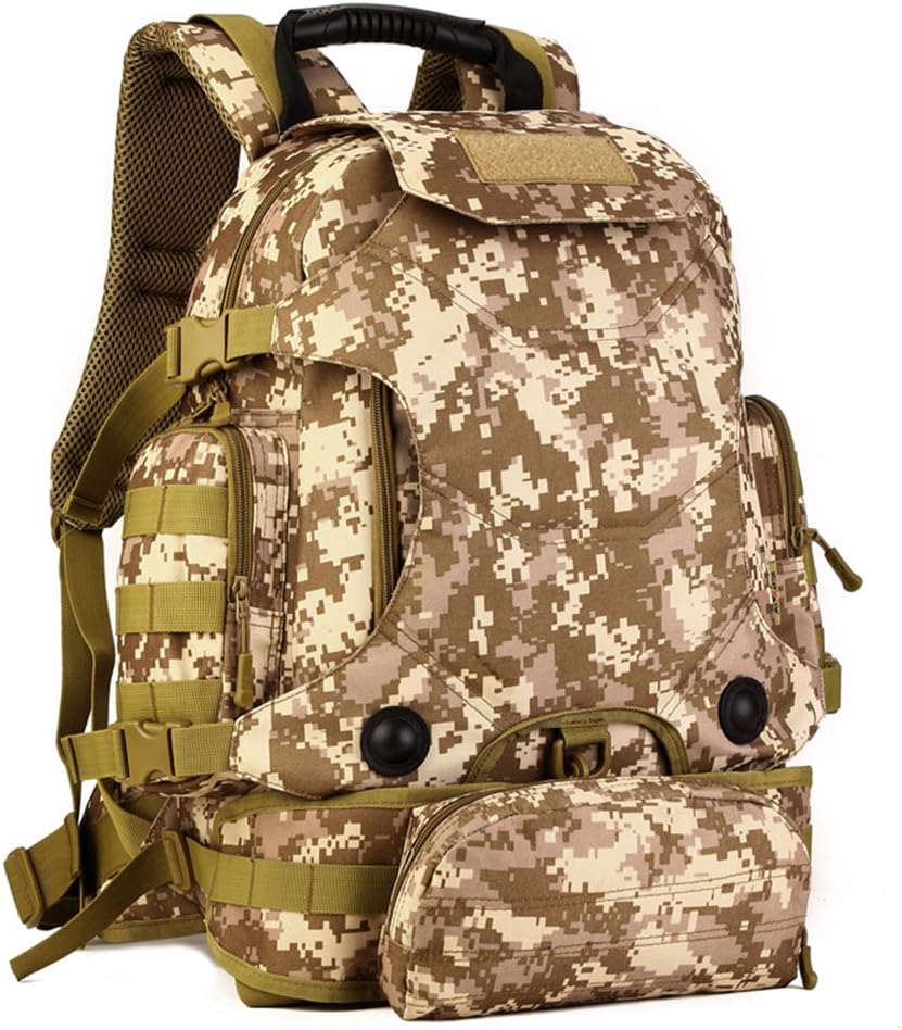 40L Waterproof Tactical Military MOLLE Assault Backpack Large Pack Rucksack Set for Camping Hiking Fishing Hunting Travelling and EDC (Desert digital)