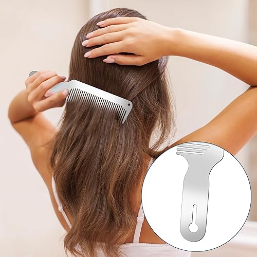 Miniatura 4 de Juego de peines de metal, 2 piezas de peine de peluquería de acero inoxidable, peine profesional de corte de cabello, peine de mezcla superior