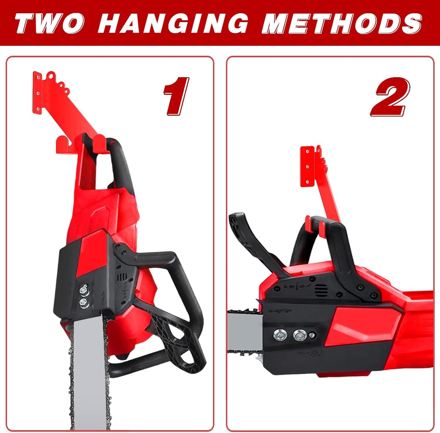 Chainsaw Hanger for Milwaukee, 2 Pack Chainsaw Wall Mount, Heavy Duty Chainsaw Holder, Garage Storage Shed Organizer Mounted Chainsaw Rack