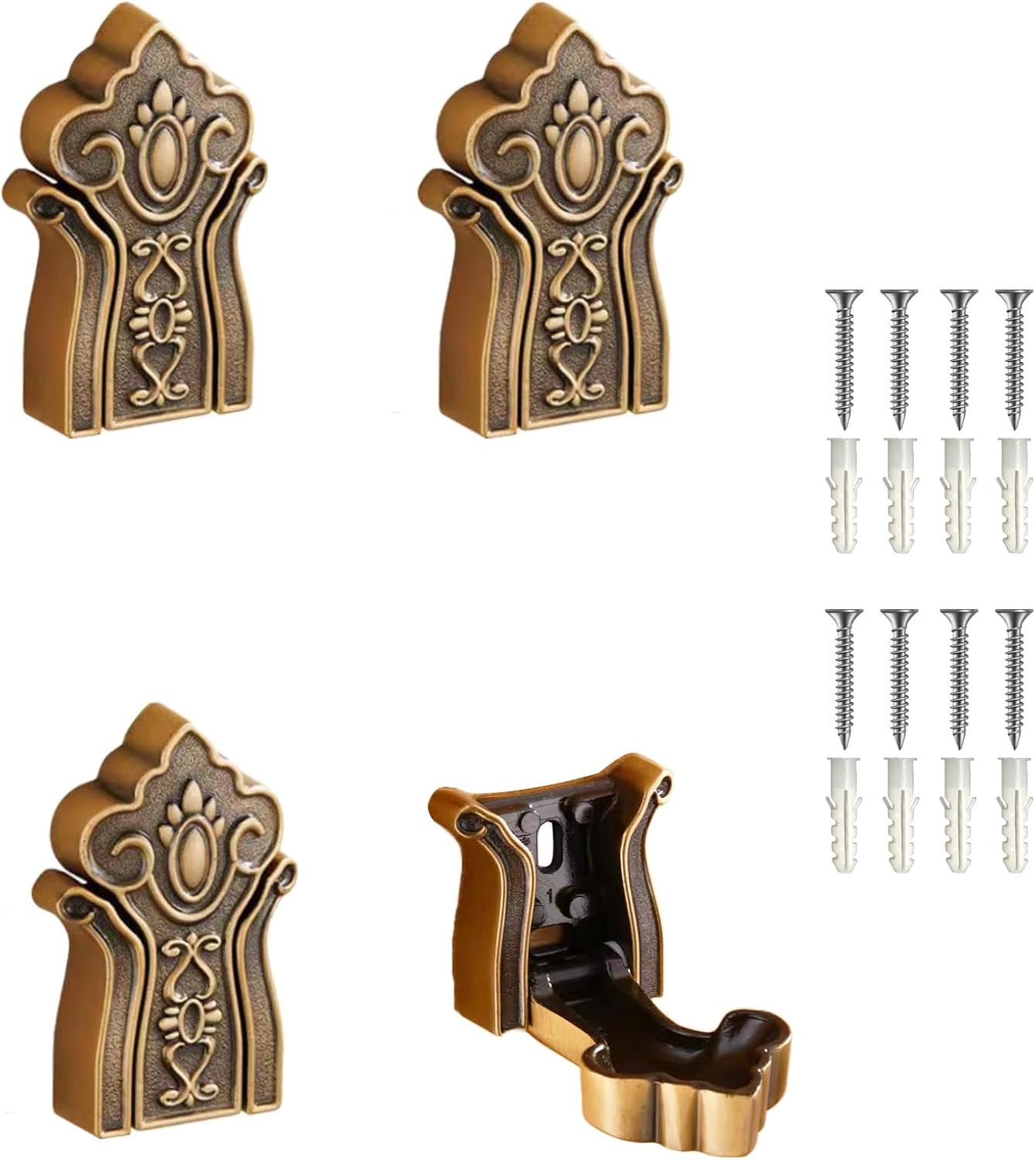 4Pcs Foldable Invisible Hook-Decorative Coat Hooks Aluminum Heavy Duty Wall Hooks Vintage Style Antique Brass Hooks Space Saving Hanger Hook