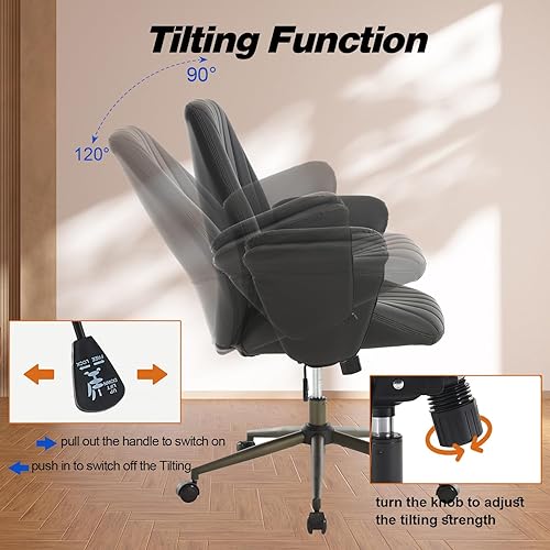 Miniatura 3 de Silla ergonómica de oficina en casa, silla de escritorio ejecutiva de soporte lumbar, silla de computadora de altura ajustable con función de