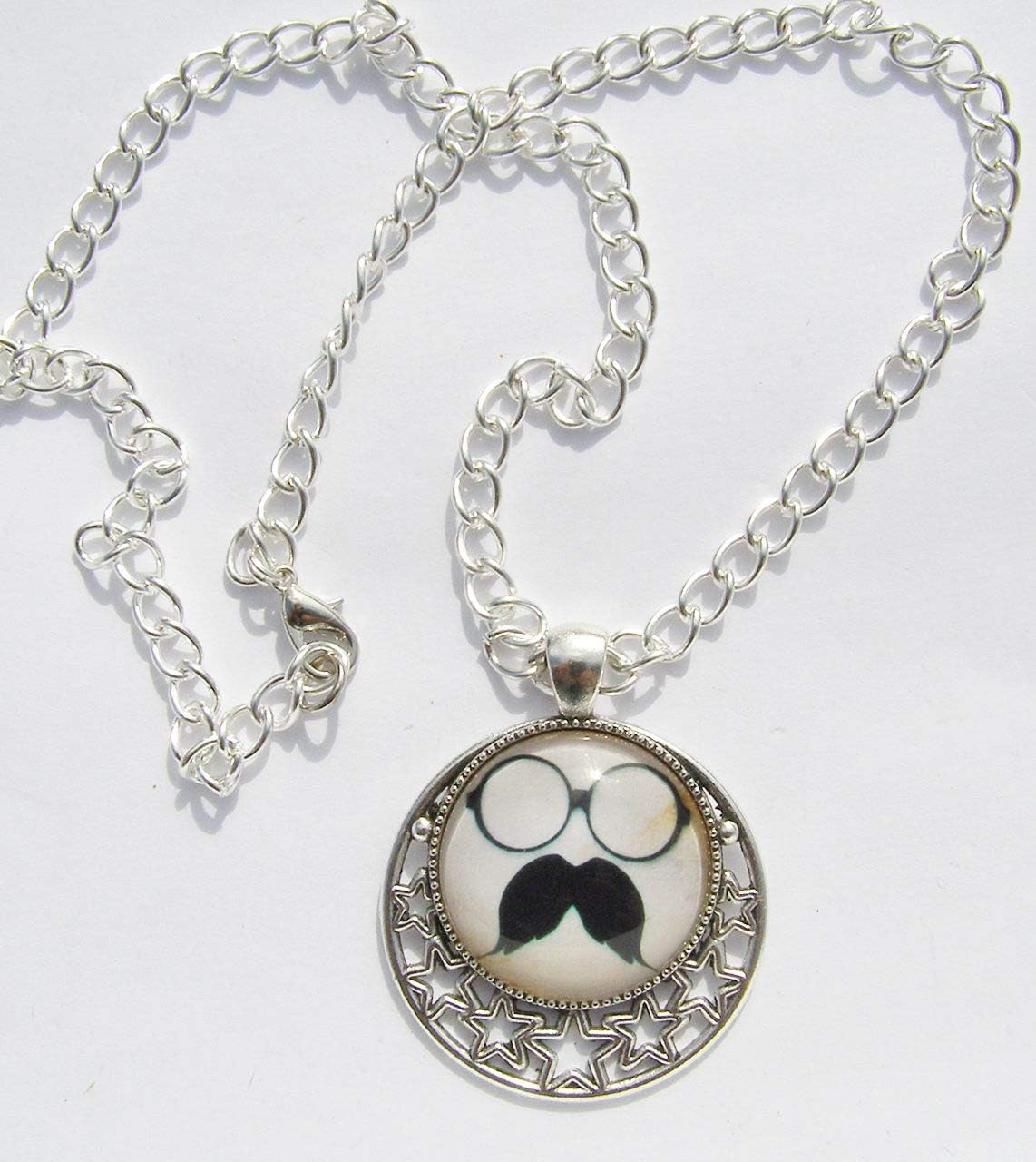 Face Disguise Pendant on 18" Chunky Chain Necklace Handmade in Cornwall