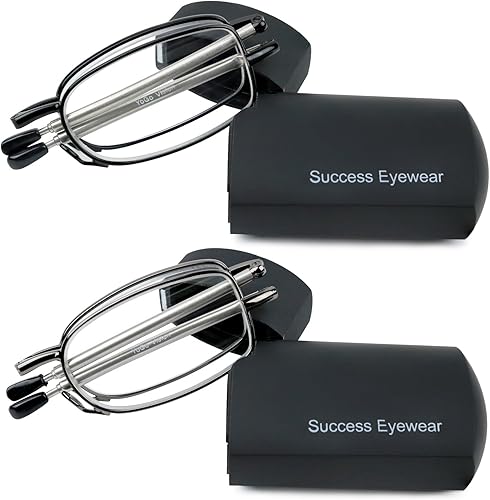 Miniatura 8 de 2 pares de lentes de lectura negros y lentes plegables compactos para lectura compactos color plomizo con funda incluida