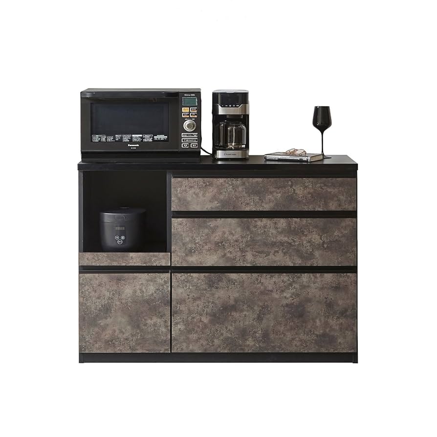 KAGUCCO 食器棚 ストーンブラック 120cm Amazon.co.jp: KAGUCOCO 食器棚 完成品 [ポエム 幅120(113.5)cm